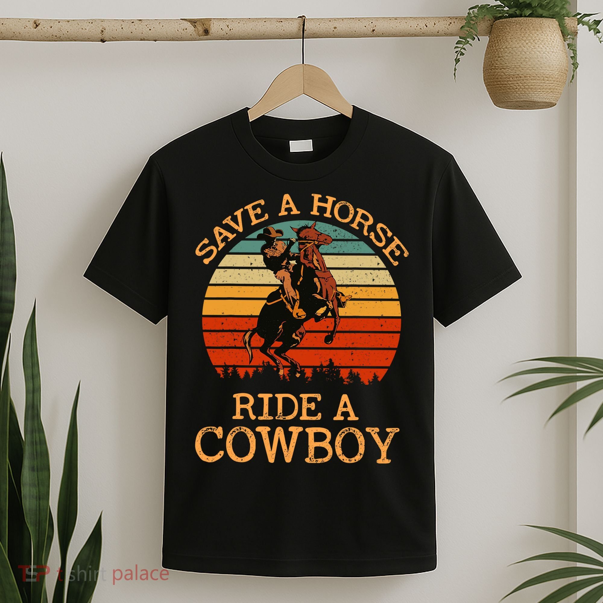 Save A Horse Ride A Cowboy Western Vintage Retro T-Shirt