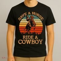 Save A Horse Ride A Cowboy Western Vintage Retro T-Shirt thumb 3