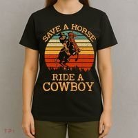 Save A Horse Ride A Cowboy Western Vintage Retro T-Shirt thumb 4