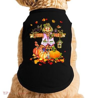 Scarecrow Autumn Hello Fall Pumpkin Thanksgiving Halloween Doggie Tank