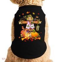 Scarecrow Autumn Hello Fall Pumpkin Thanksgiving Halloween Doggie Tank thumb 0