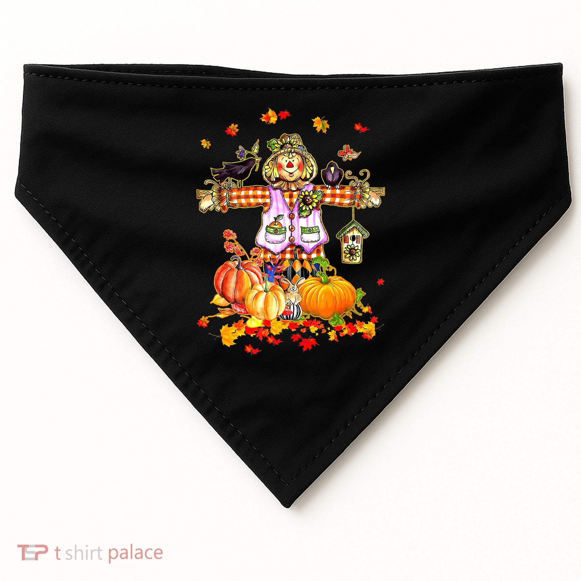 Scarecrow Autumn Hello Fall Pumpkin Thanksgiving Halloween USA-Made Doggie Bandana
