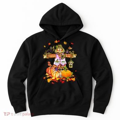 Scarecrow Autumn Hello Fall Pumpkin Thanksgiving Halloween Hoodie