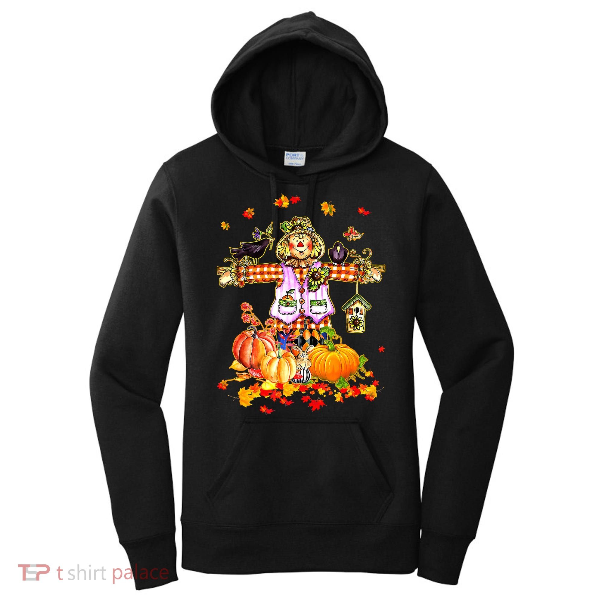 Scarecrow Autumn Hello Fall Pumpkin Thanksgiving Halloween Women's Hoodie
