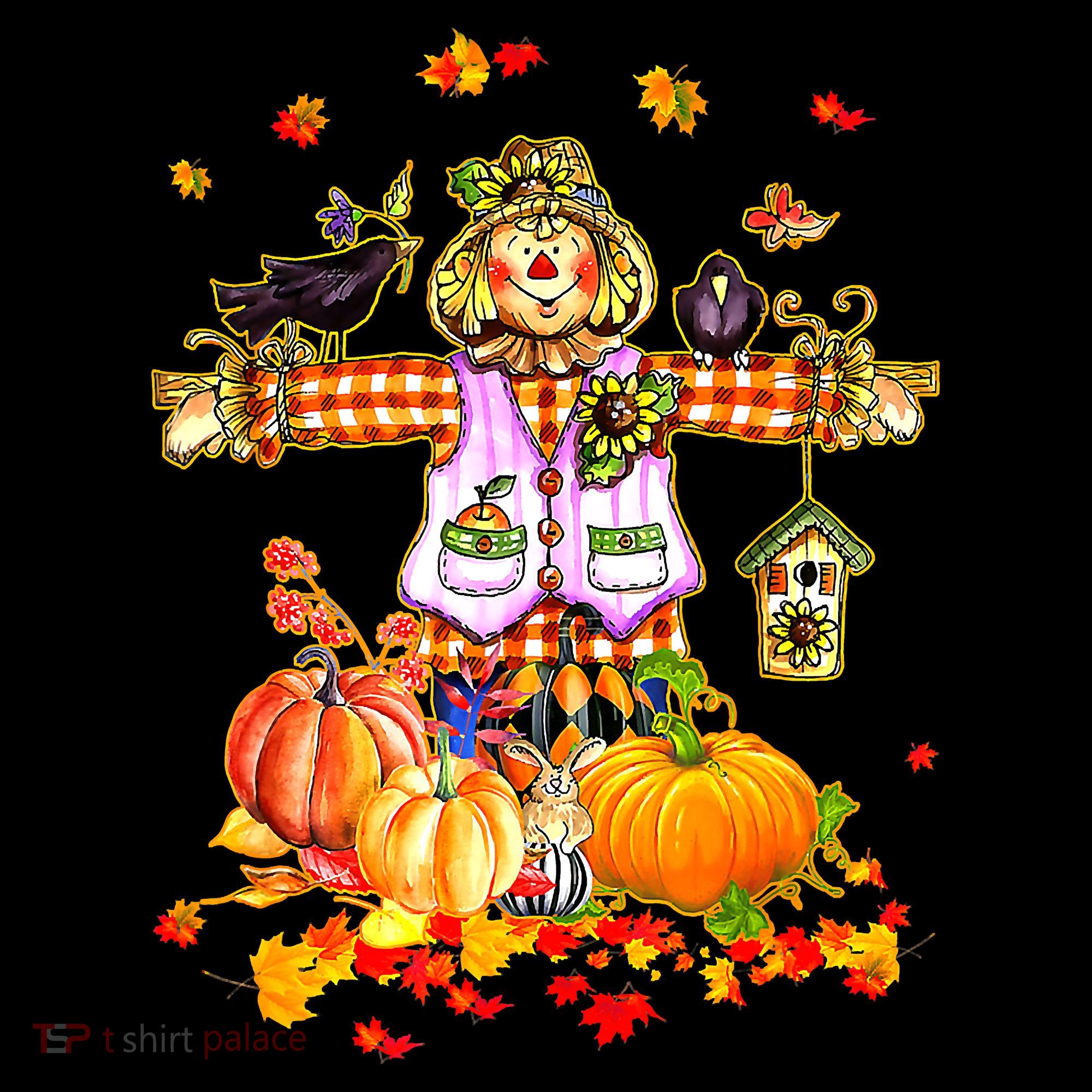 Scarecrow Autumn Hello Fall Pumpkin Thanksgiving Halloween Women's Hoodie