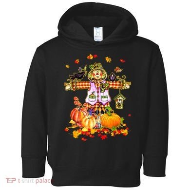 Scarecrow Autumn Hello Fall Pumpkin Thanksgiving Halloween Toddler Hoodie