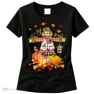 Scarecrow Autumn Hello Fall Pumpkin Thanksgiving Halloween Women's T-Shirt