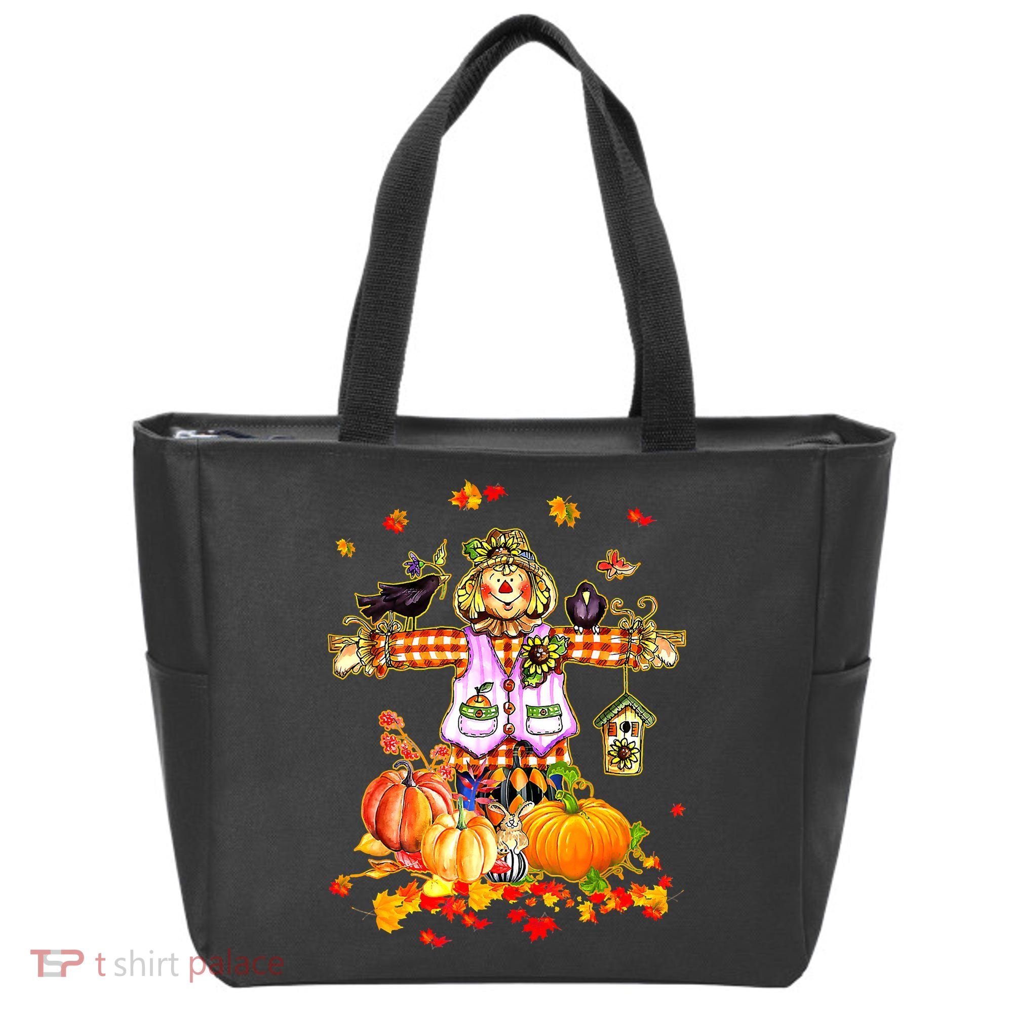 Scarecrow Autumn Hello Fall Pumpkin Thanksgiving Halloween Tote Bag