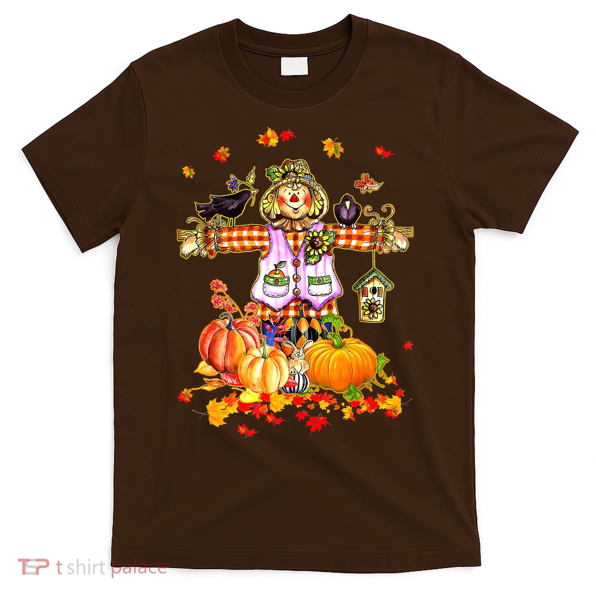 Scarecrow Autumn Hello Fall Pumpkin Thanksgiving Halloween T-Shirt