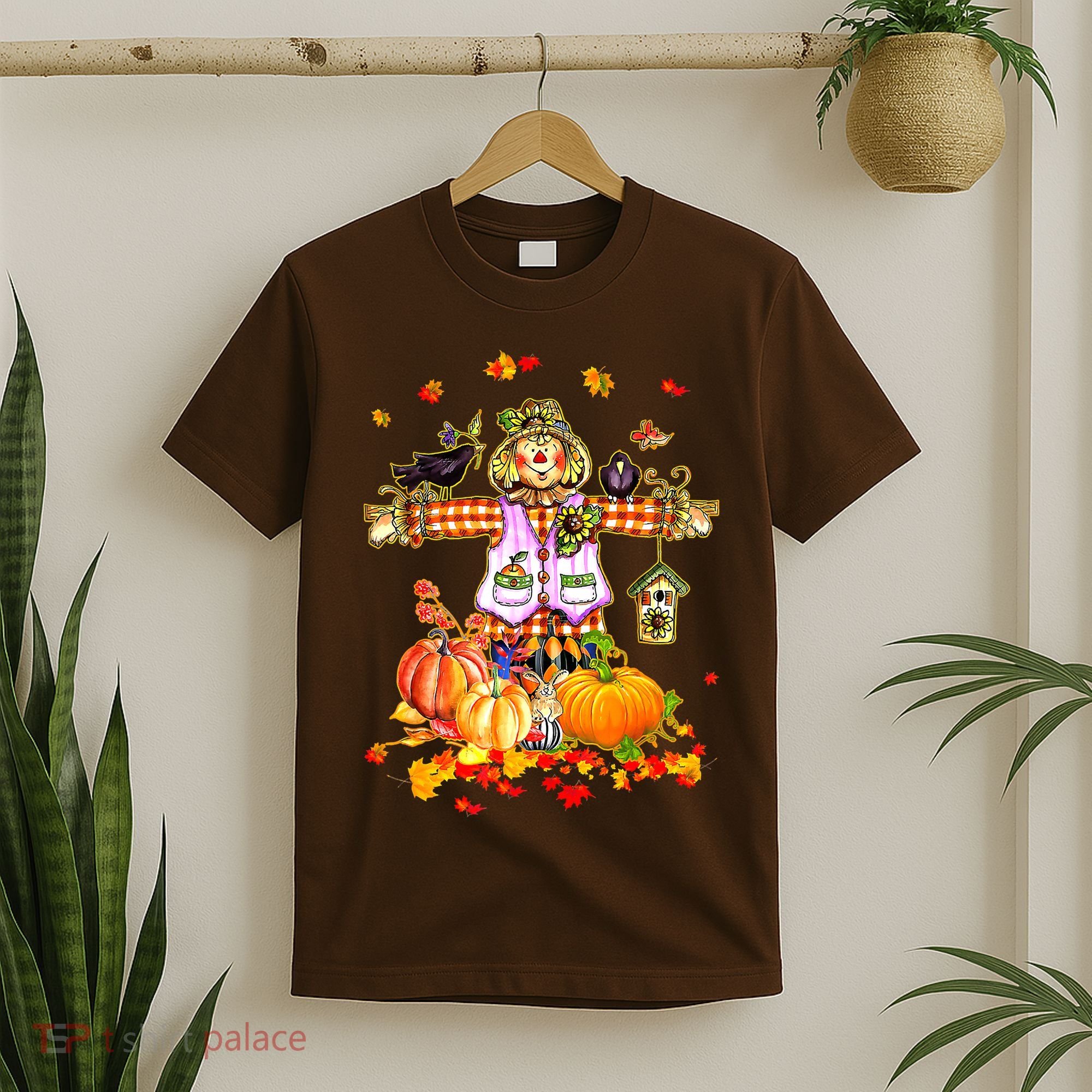 Scarecrow Autumn Hello Fall Pumpkin Thanksgiving Halloween T-Shirt