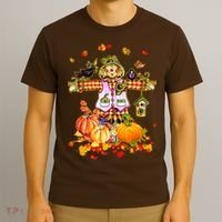 Scarecrow Autumn Hello Fall Pumpkin Thanksgiving Halloween T-Shirt thumb 3