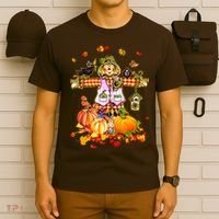 Scarecrow Autumn Hello Fall Pumpkin Thanksgiving Halloween T-Shirt thumb 6