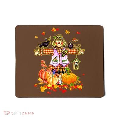 Scarecrow Autumn Hello Fall Pumpkin Thanksgiving Halloween Mousepad