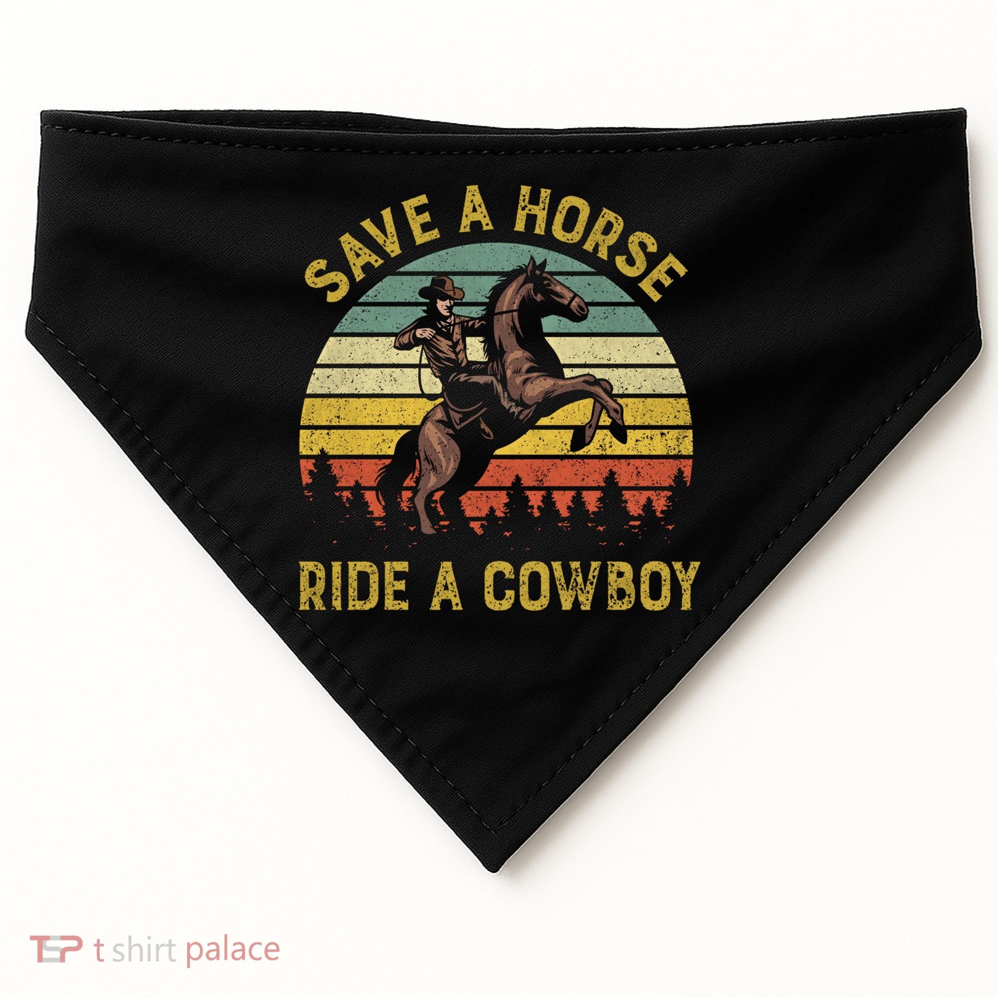 Save A Horse Ride A Cow Western Rodeo Country Lover Gift USA-Made Doggie Bandana