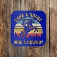 Save A Horse Ride A Cow Western Rodeo Country Lover Gift Coaster thumb 0