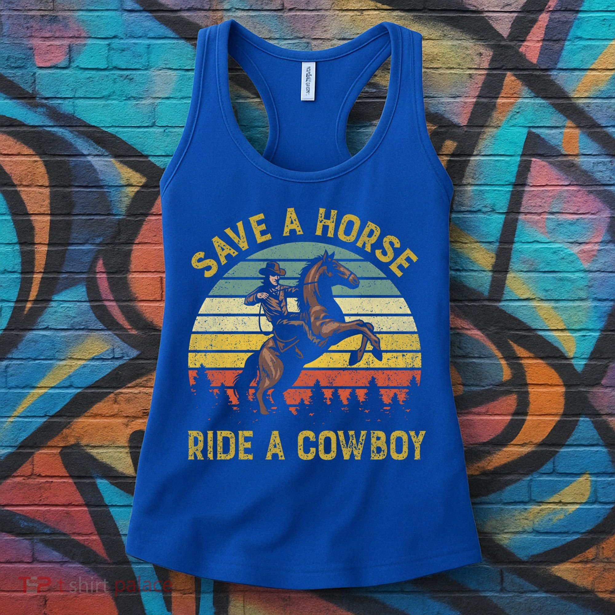 Save A Horse Ride A Cow Western Rodeo Country Lover Gift Women's Tank Top