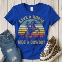Save A Horse Ride A Cow Western Rodeo Country Lover Gift Women's T-Shirt thumb 3