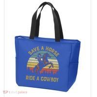 Save A Horse Ride A Cow Western Rodeo Country Lover Gift Tote Bag thumb 3