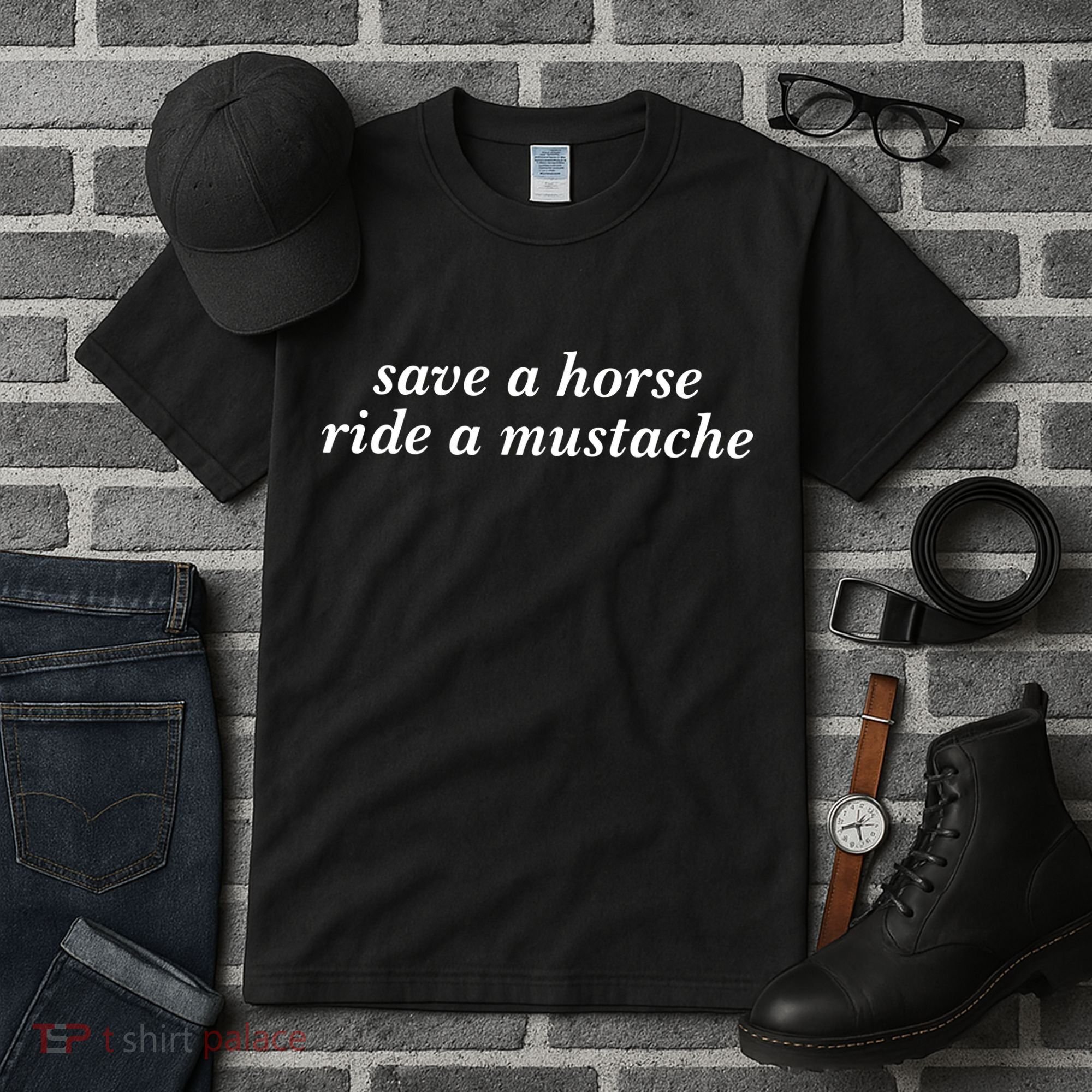Save A Horse Ride A Mustache Tall T-Shirt