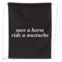 Save A Horse Ride A Mustache Drawstring Bag thumb 0