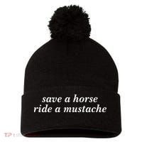 Save A Horse Ride A Mustache Pom Pom 12in Knit Beanie thumb 0