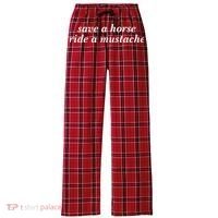 Save A Horse Ride A Mustache Women's Flannel Plaid Pajama Pants thumb 0