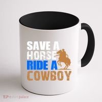 Save A Horse Ride Cow Texas Horse Lover Gift Coffee Mug thumb 1