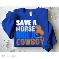 Save A Horse Ride Cow Texas Horse Lover Gift Sweatshirt thumb 2