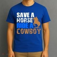 Save A Horse Ride Cow Texas Horse Lover Gift T-Shirt thumb 3