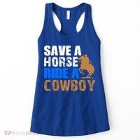 Save A Horse Ride Cow Texas Horse Lover Gift Women's Tank Top thumb 0