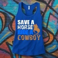 Save A Horse Ride Cow Texas Horse Lover Gift Women's Tank Top thumb 3
