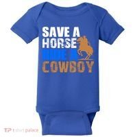 Save A Horse Ride Cow Texas Horse Lover Gift Baby Bodysuit thumb 0