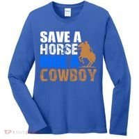 Save A Horse Ride Cow Texas Horse Lover Gift Women's Long Sleeve Shirt thumb 0