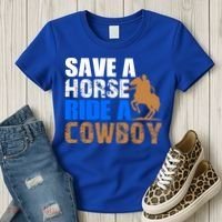 Save A Horse Ride Cow Texas Horse Lover Gift Women's T-Shirt thumb 3