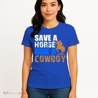 Save A Horse Ride Cow Texas Horse Lover Gift Women's T-Shirt thumb 4