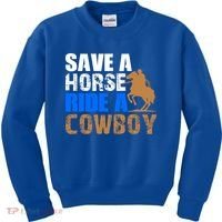 Save A Horse Ride Cow Texas Horse Lover Gift Kids Sweatshirt thumb 0