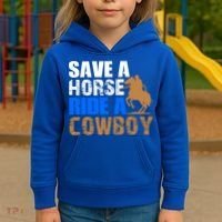 Save A Horse Ride Cow Texas Horse Lover Gift Kids Hoodie thumb 3