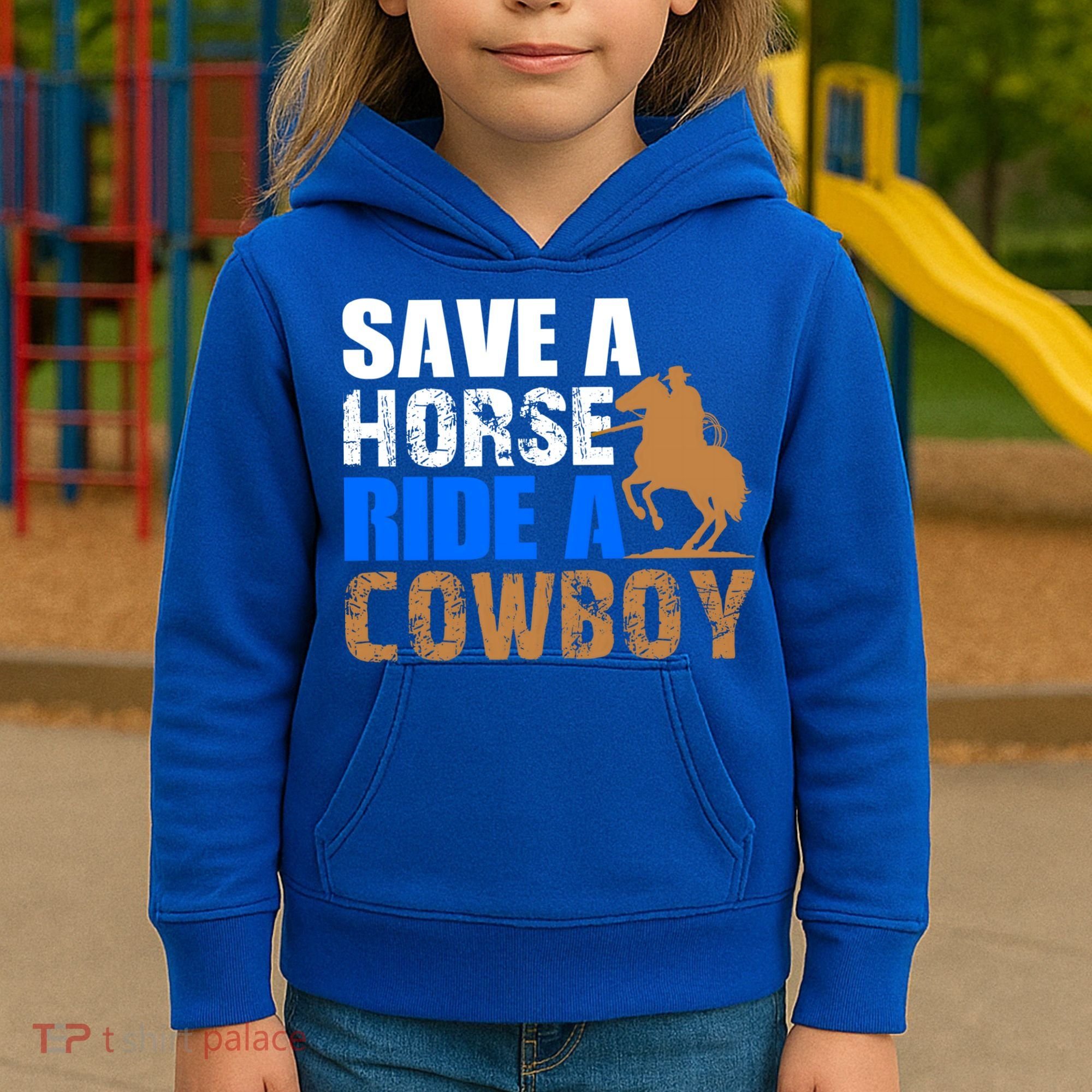 Save A Horse Ride Cow Texas Horse Lover Gift Kids Hoodie