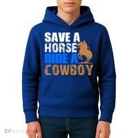 Save A Horse Ride Cow Texas Horse Lover Gift Kids Hoodie thumb 4