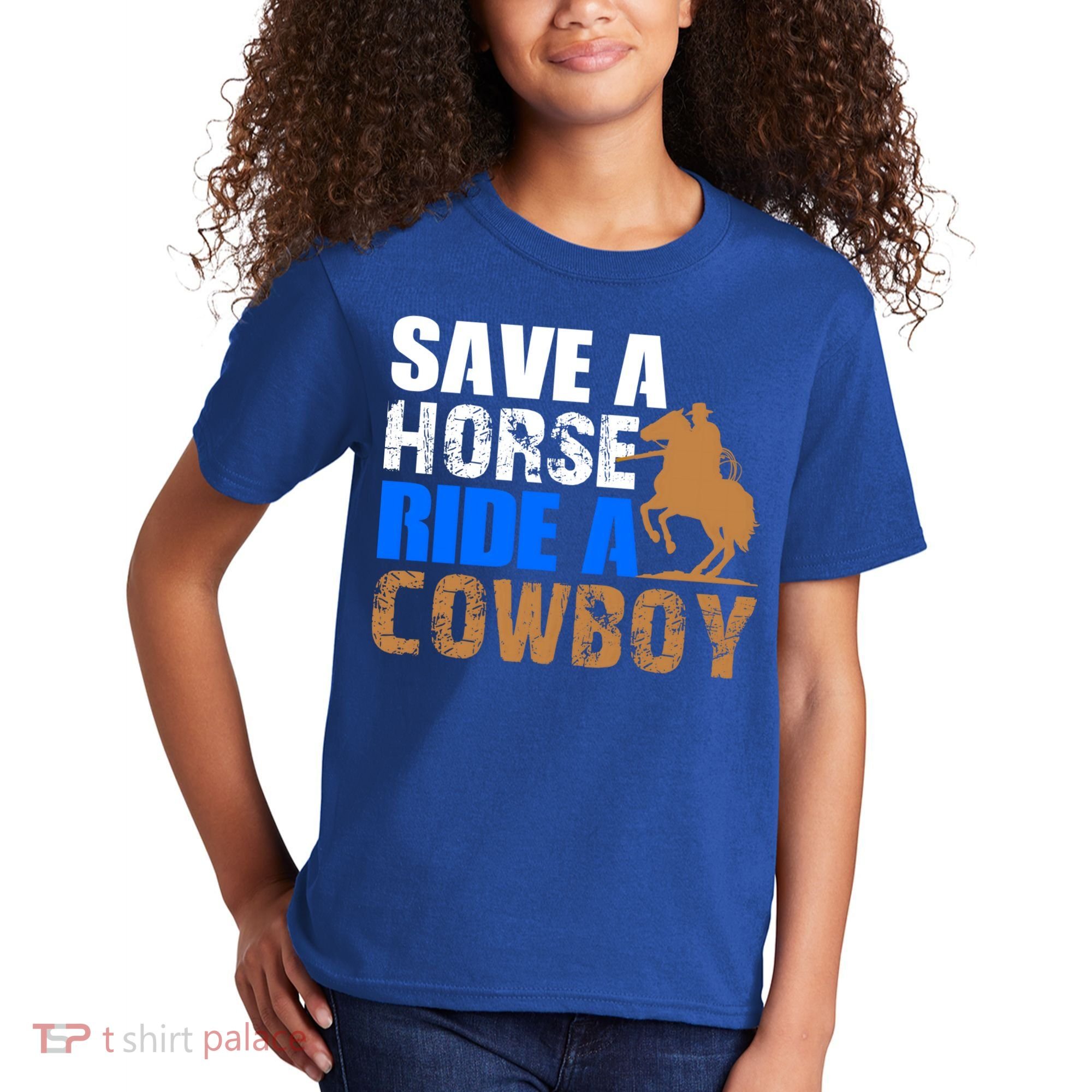 Save A Horse Ride Cow Texas Horse Lover Gift Kids T-Shirt