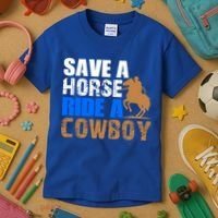 Save A Horse Ride Cow Texas Horse Lover Gift Kids T-Shirt thumb 3