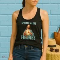 Spoiler Alert He Dies For A Little Bit Funny Easter Jesus Women's Tank Top thumb 2