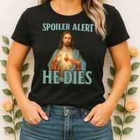 Spoiler Alert He Dies For A Little Bit Funny Easter Jesus Women's T-Shirt thumb 2