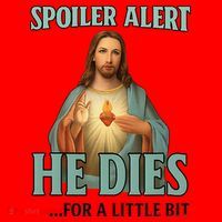 Spoiler Alert He Dies For A Little Bit Funny Easter Jesus Santa Hat thumb 1