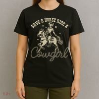 Save A Horse Ride A Cowgirl Lesbian T-Shirt thumb 4