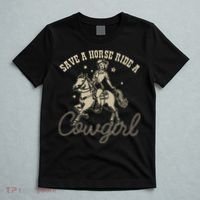 Save A Horse Ride A Cowgirl Lesbian T-Shirt thumb 5