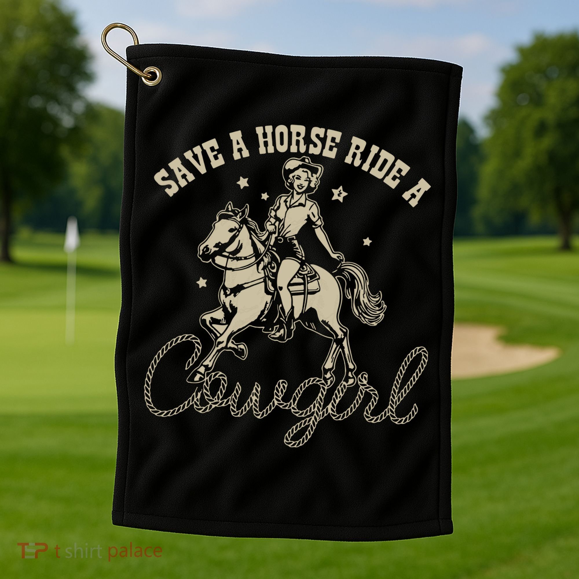 Save A Horse Ride A Cowgirl Lesbian Golf Towel