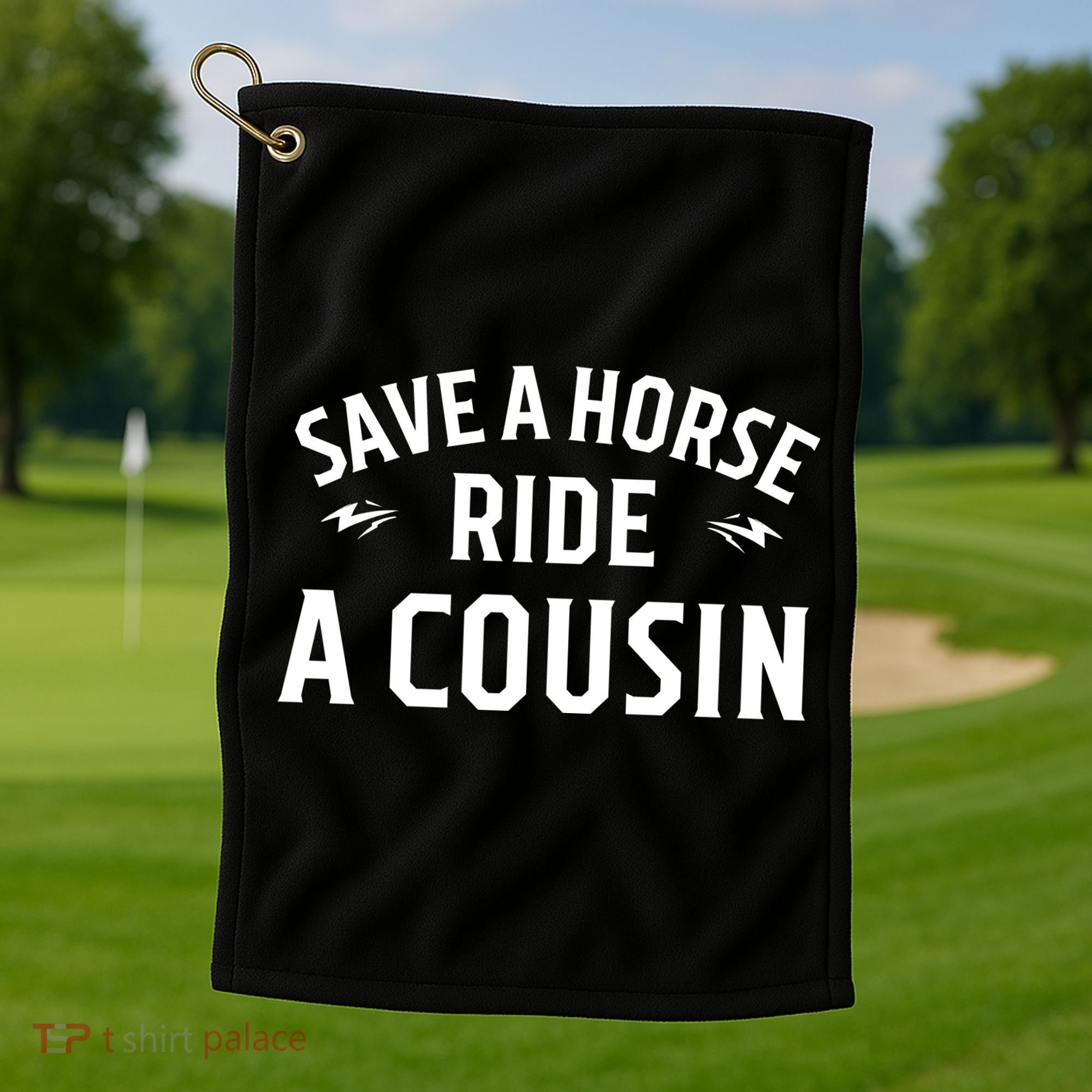 Save A Horse Ride A Cousin Hillbilly Redneck Southern Joke Golf Towel