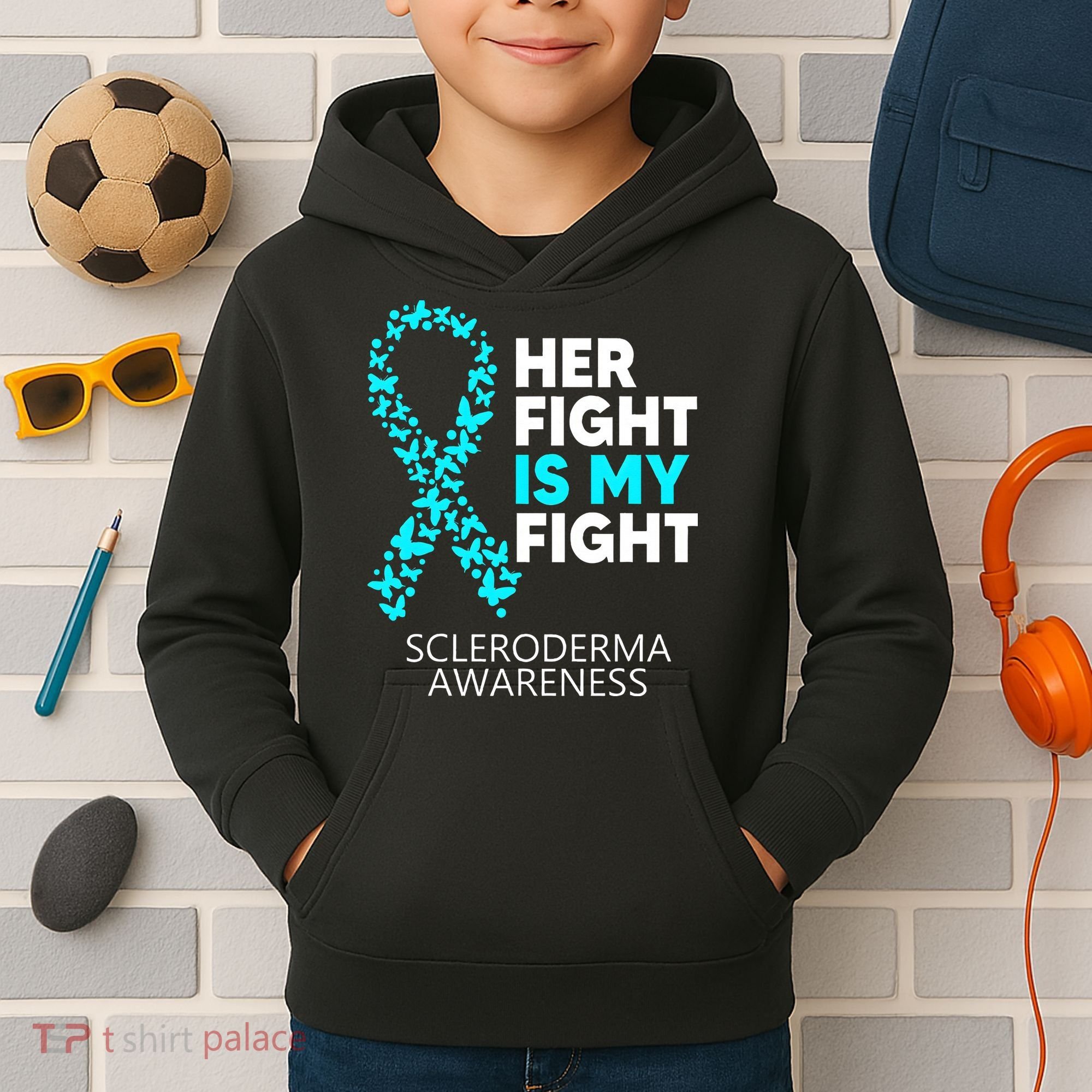 Scleroderma Awareness Her Fight is my Fight Disease Kids Hoodie