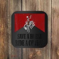 Save A Horse Ride A Cowboy Skeleton Western Country Coaster thumb 0